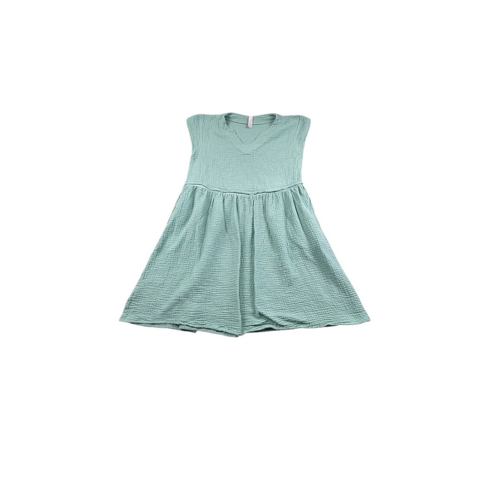 Latched Mama Nursing Dress Small Green Cotton Muslin Breastfeeding